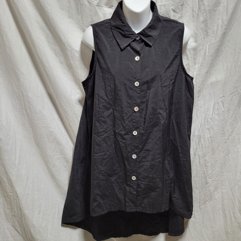 Chalet et Ceci‎ Mimi Sleeveless Tank Vest Button Up Black Nylon Size Large